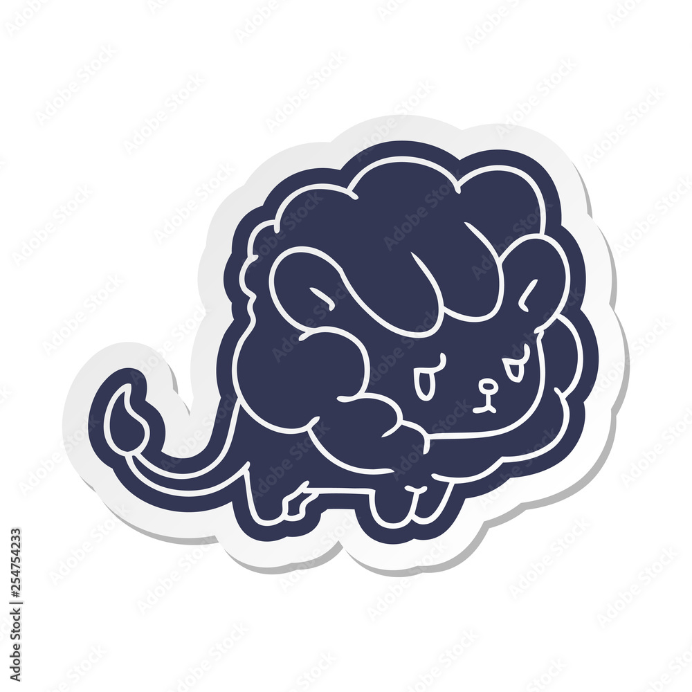 cartoon sticker kawaii cute lion cub cartoon sticker kawaii cute lion cub