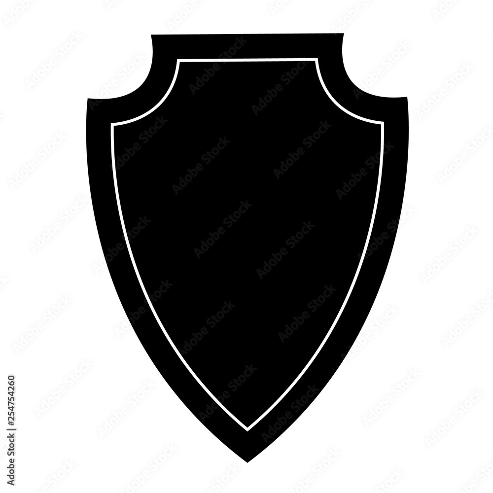 Isolated black shield on white background. Vector illustration of a shield Isolated black shield on white background. Vector illustration of a shield