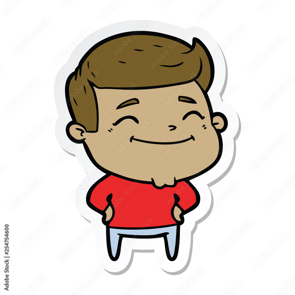 sticker of a happy cartoon man sticker of a happy cartoon man