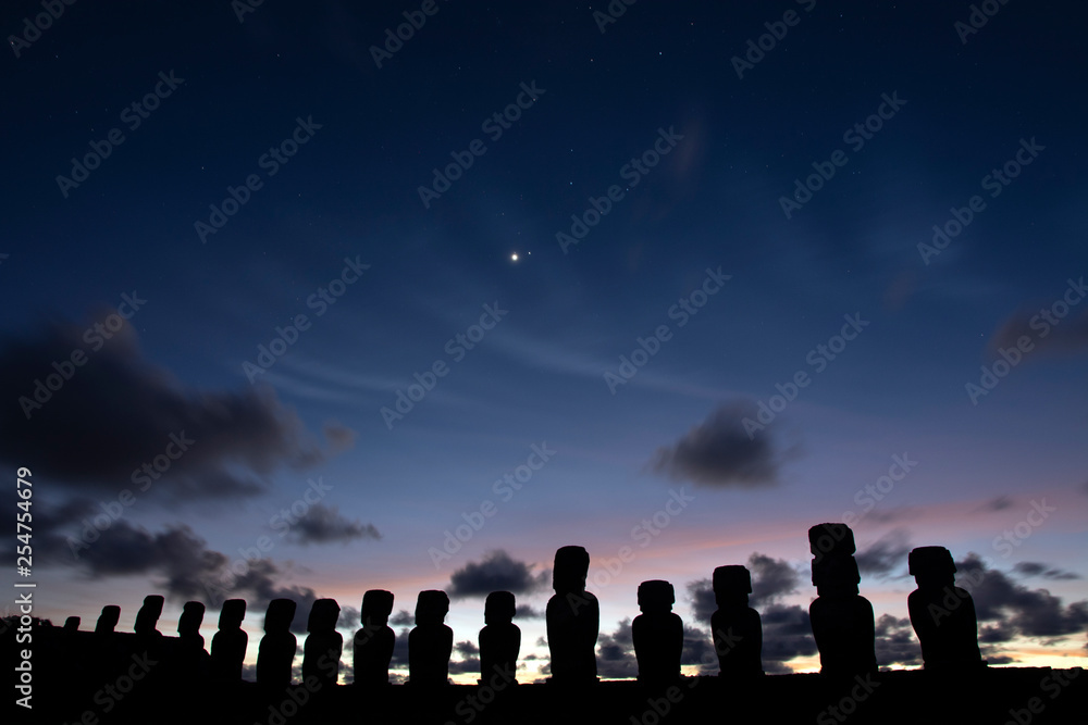 Moais at Ahu Tongariki, Easter Island Moais at Ahu Tongariki, Easter Island