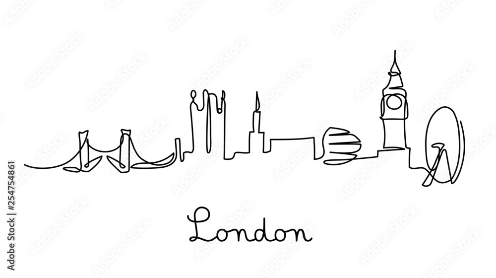 One line style London city skyline. Simple modern minimalistic style  vector. Stock Vector | Adobe Stock
