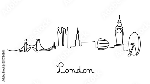 One line style London city skyline. Simple modern minimalistic style vector.
