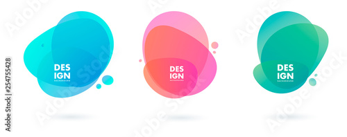 Set of abstract modern graphic elements. Dynamical colored forms and line. Gradient abstract banners with flowing liquid shapes. Template for the design of a logo, flyer or presentation. Vector.