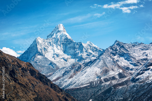 Everest trekking. Ama Dablam is a mountain in the Himalaya range of eastern Nepal. Adventure in the Himalayas photo