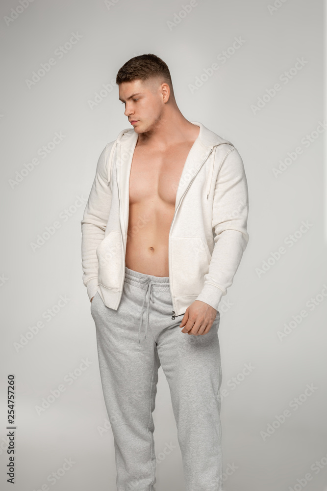 Stylish handsome european young man with short haircut Stylish handsome european young man with short haircut