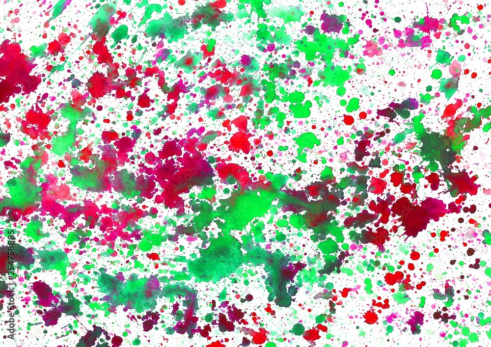 Abstract background, Colorful bright watercolor textures. Splashes, drops of paint, paint smears. Illustration