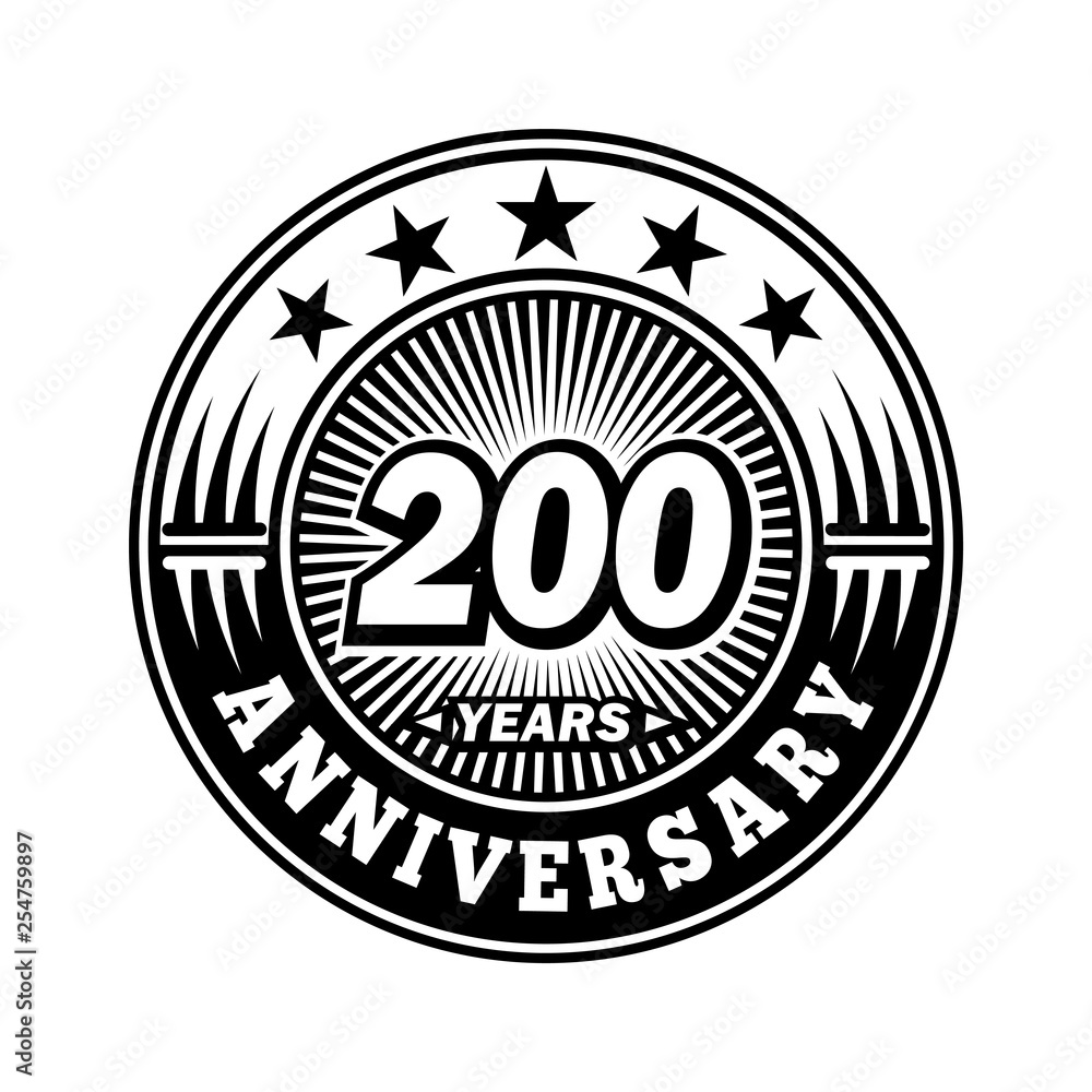 200 years anniversary. Anniversary logo design. Vector and illustration.