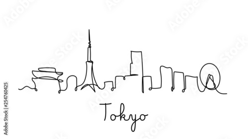 One line style Tokyo city skyline. Simple modern minimalistic style vector. © burak