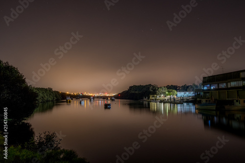 river with distant city lights