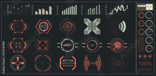 Hud elements,graph.Vector illustration.Head-up display elements for the web.
