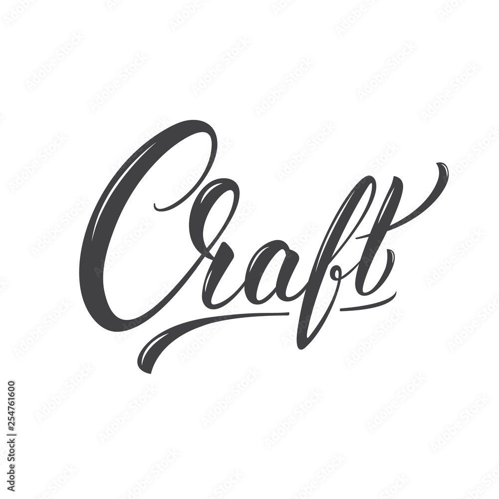 Craft. Craft lettering calligraphy label sticker. Vector design for Beer pub, brewery, brand. Craft. Craft lettering calligraphy label sticker. Vector design for Beer pub, brewery, brand.