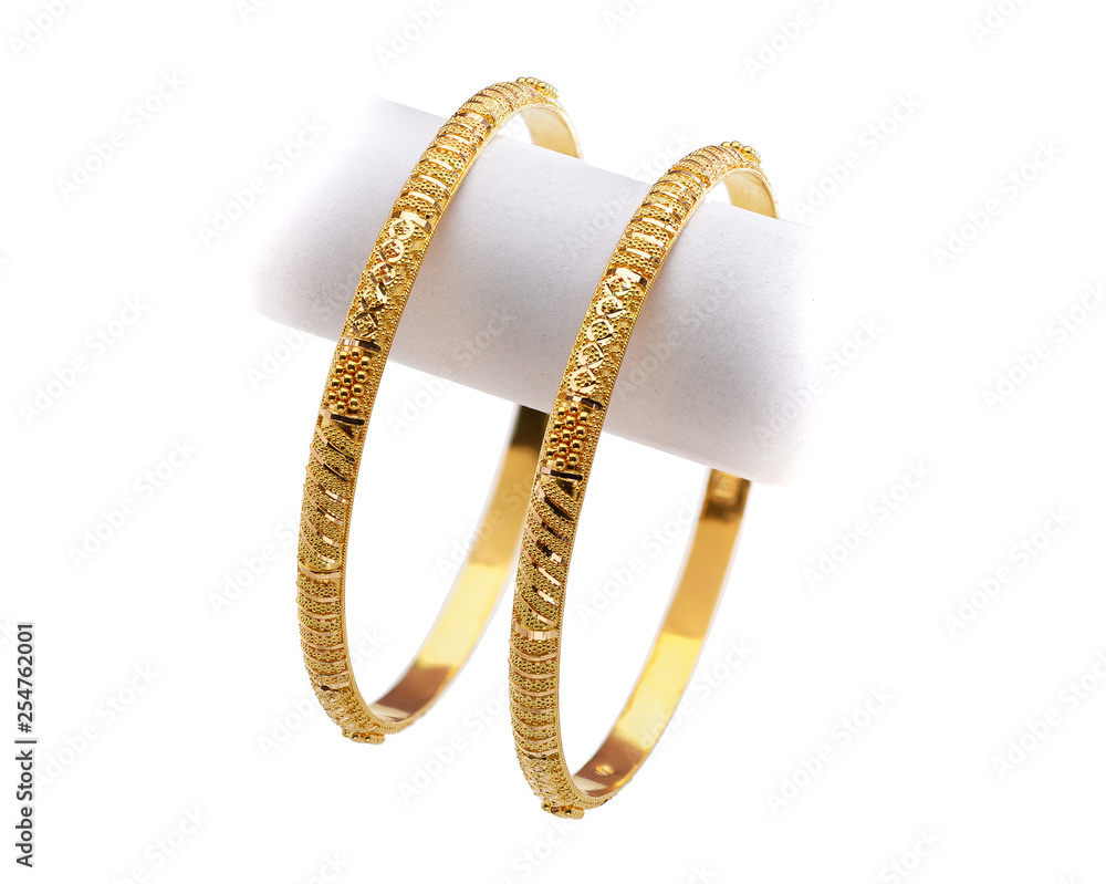 Shining Pri Fashion Set of 2 Latest One Gram Gold Plated Real Gold Bangles  Model Traditional