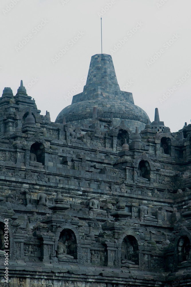close up Borobudur Temple This famous Buddhist temple, is located in central Java