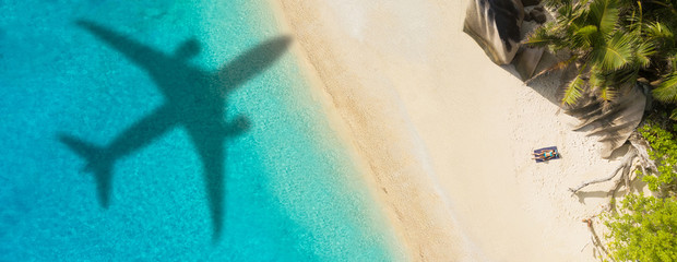 Concept of airplane travel to exotic destination