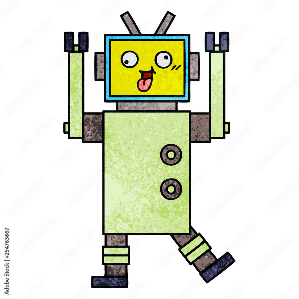 retro grunge texture cartoon robot retro grunge texture cartoon robot