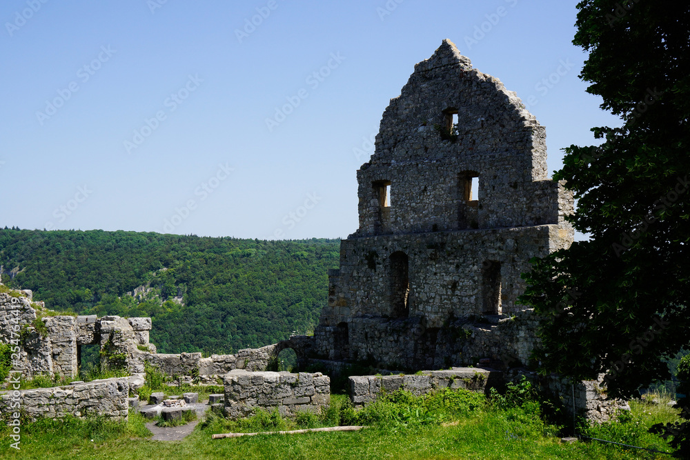 scenery of castle ruin hohenurach in summer