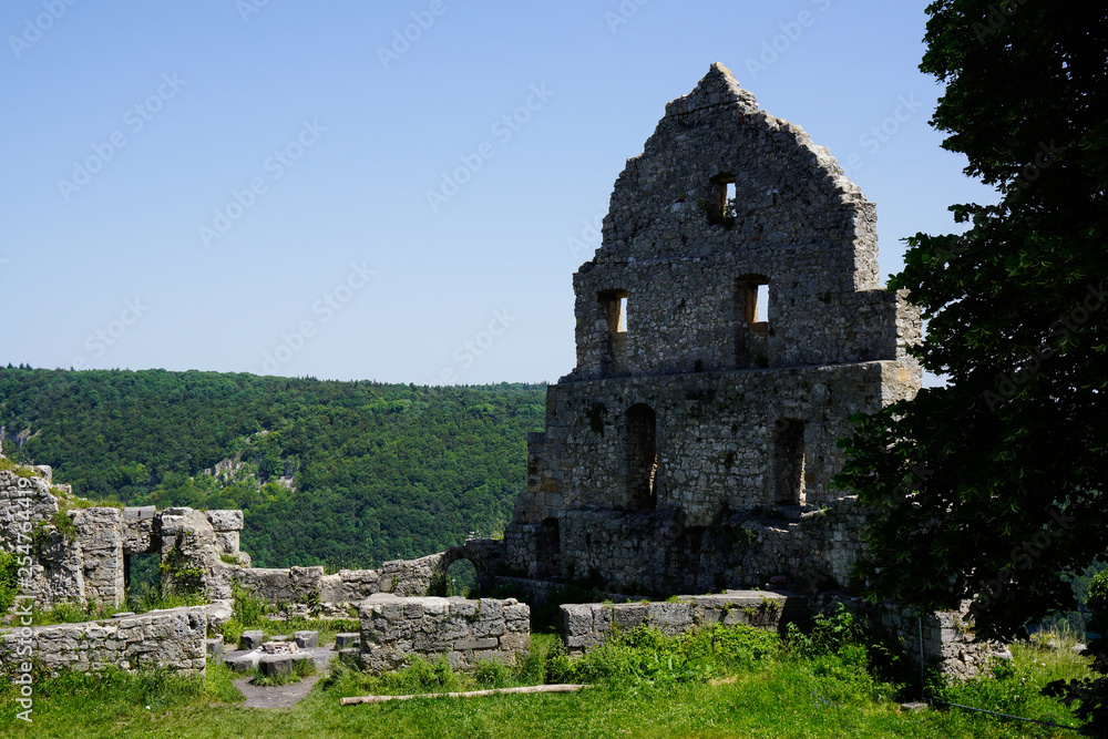scenery of castle ruin hohenurach in summer scenery of castle ruin hohenurach in summer