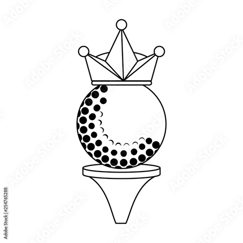 Golf ball on holder symbol in black and white
