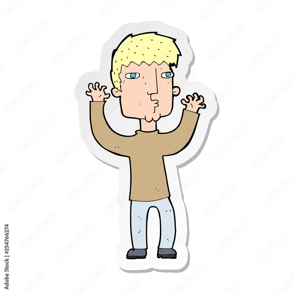 sticker of a cartoon anxious man sticker of a cartoon anxious man