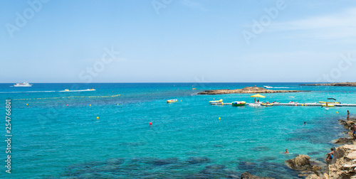 Marina with anchored boats in Protaras, Cyprus on June 16, 2018. 