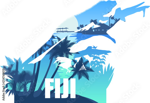 vector Fiji illustration with banded iguana