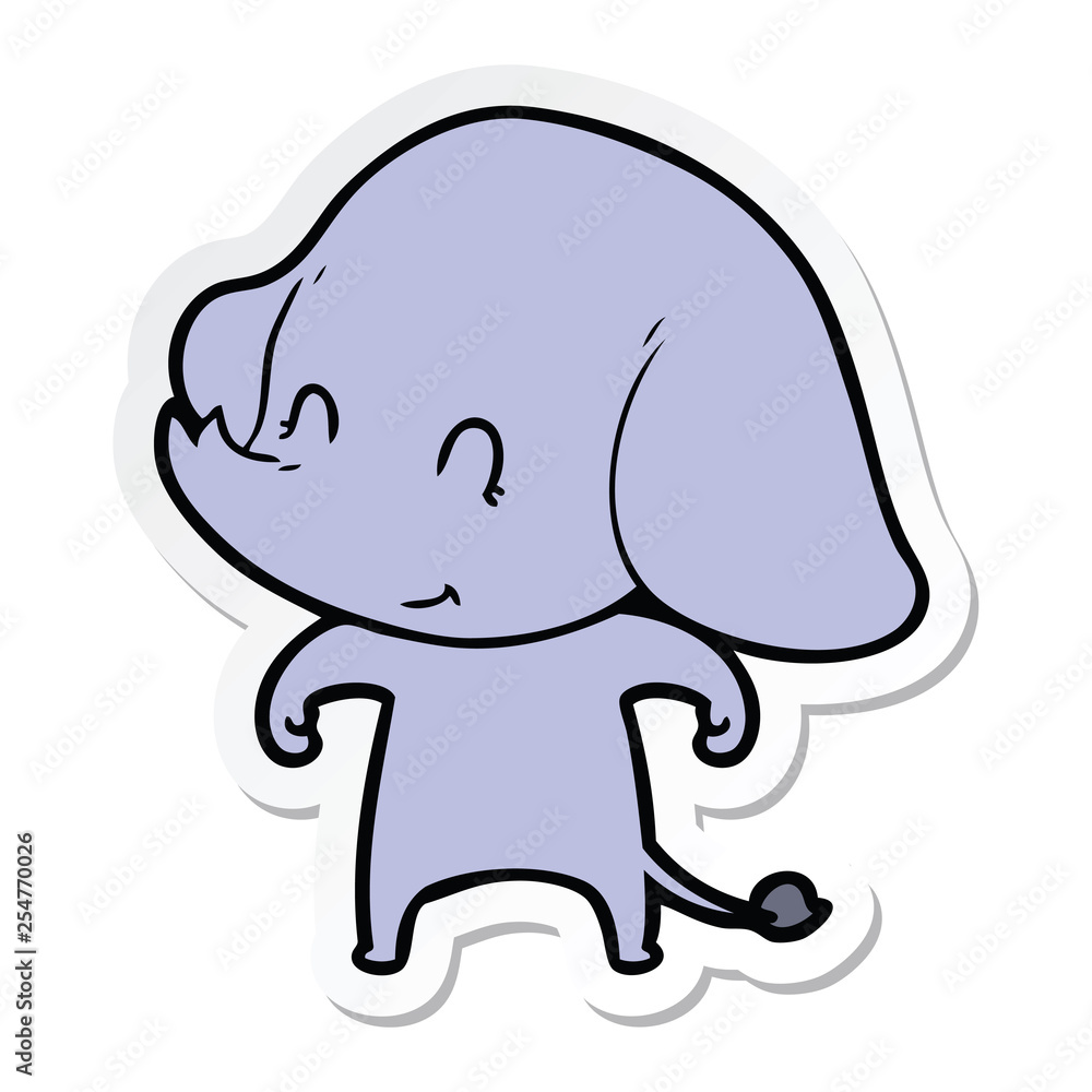 sticker of a cute cartoon elephant