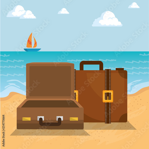 summer vacations with suitcases