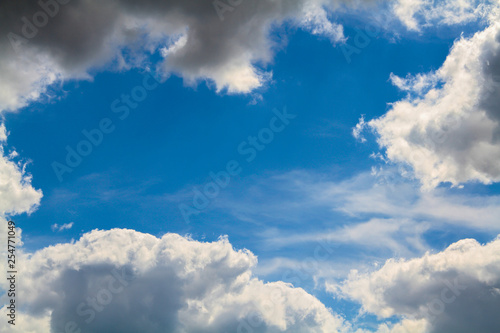 Blue sky in white clouds