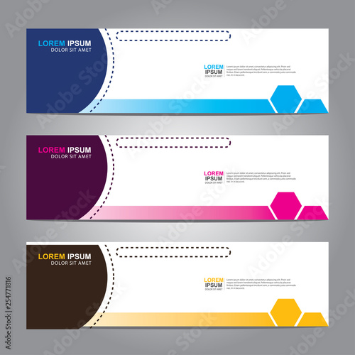 Vector abstract web banner design template. Collection of web banner template. Abstract geometric web design banner template isolated on grey background. 