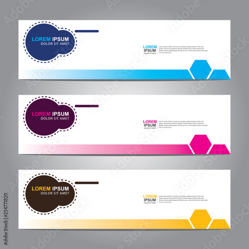 Vector abstract web banner design template. Collection of web banner template. Abstract geometric web design banner template isolated on grey background. 