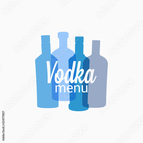 Vodka bottle logo. Vodka color banner on white