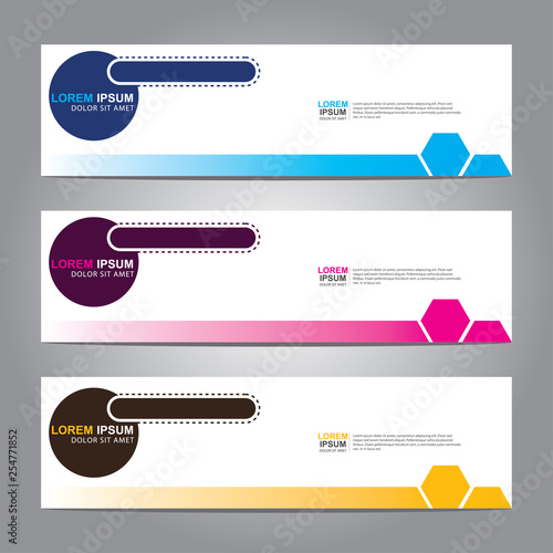 Vector abstract web banner design template. Collection of web banner template. Abstract geometric web design banner template isolated on grey background. 