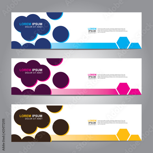 Vector abstract web banner design template. Collection of web banner template. Abstract geometric web design banner template isolated on grey background. 