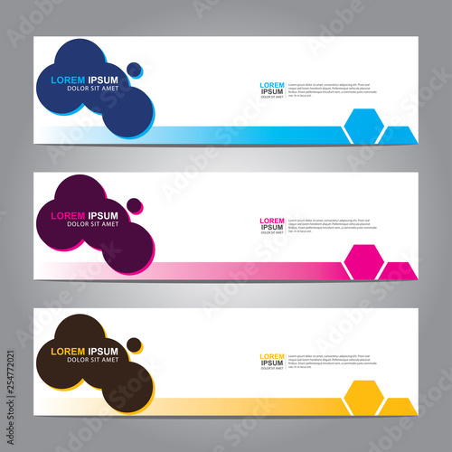 Vector abstract web banner design template. Collection of web banner template. Abstract geometric web design banner template isolated on grey background. 