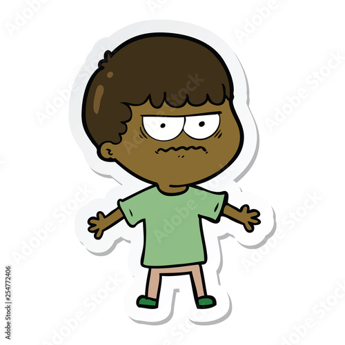 sticker of a cartoon angry man