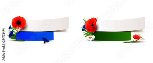 Banner Set mit Blumenwiese Dekoration - Mohn, Kornblume, Margerite