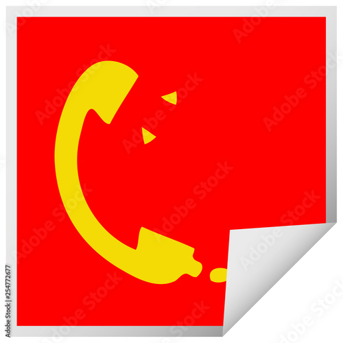 square peeling sticker cartoon telephone receiver