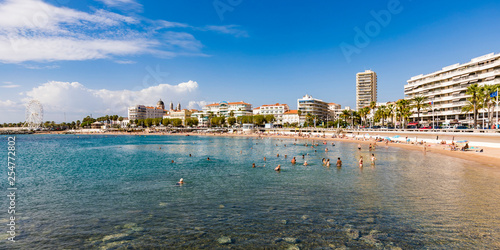 France, Provence-Alpes-Cote d'Azur, Saint-Raphael, Panoramic view of beach and hotels photo