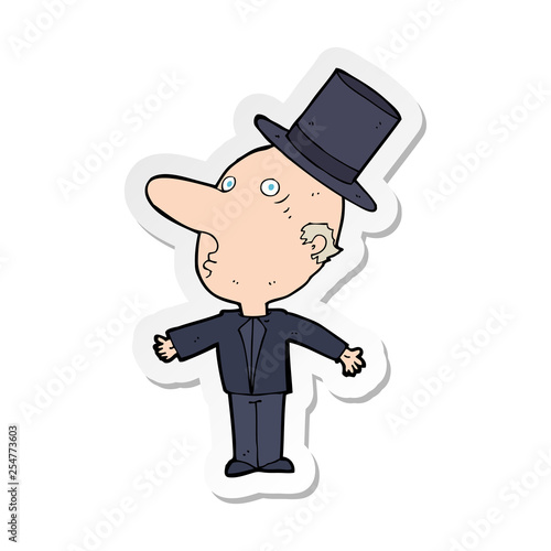 sticker of a cartoon man wearing top hat