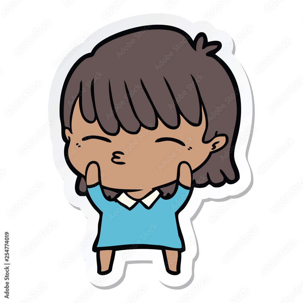 sticker of a cartoon woman