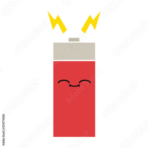 flat color retro cartoon battery