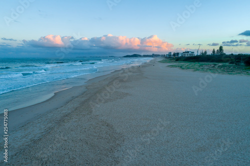 Tallebudgera offleash dog beach at sunset. Gold Coast, Queensland, Australia photo