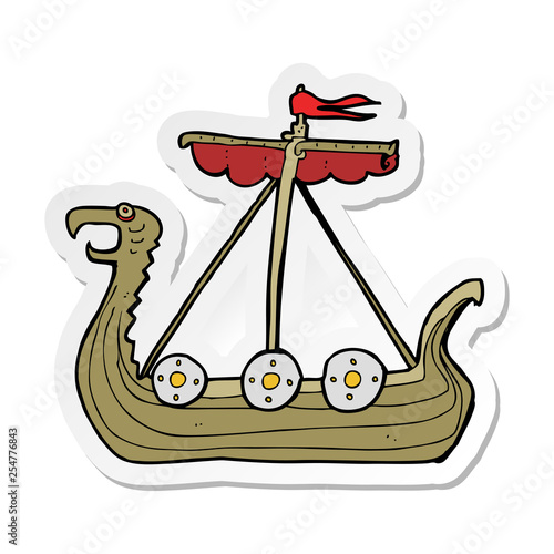 sticker of a cartoon viking ship