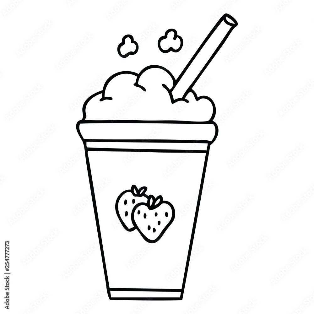 quirky line drawing cartoon strawberry milkshake quirky line drawing cartoon strawberry milkshake