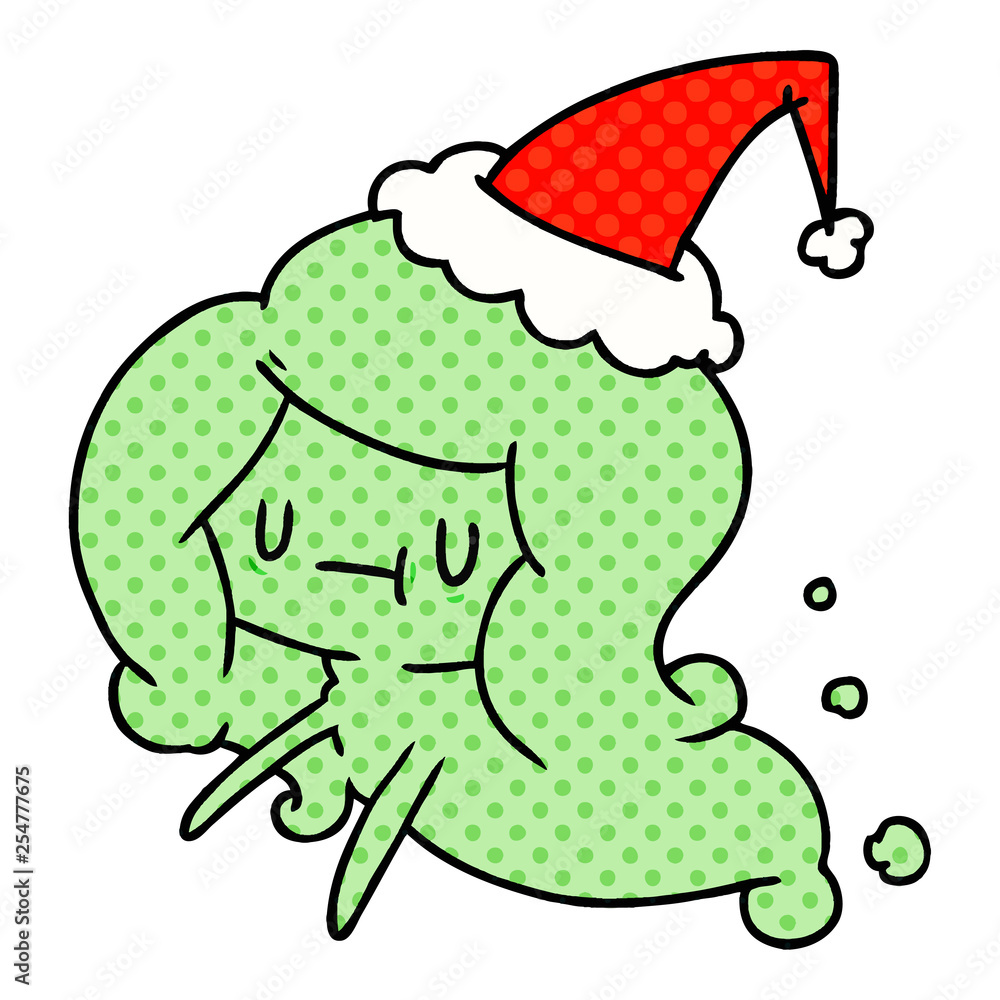 Fototapeta premium christmas cartoon of kawaii ghost