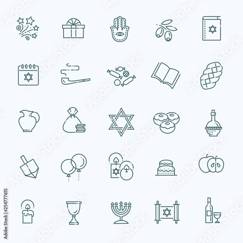 Outline icon collection - Symbols Of Hanukkah