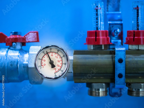 Temperature sensor. Industrial thermometer. Diagnostics of water temperature in pipes. Industrial technology. Production control.