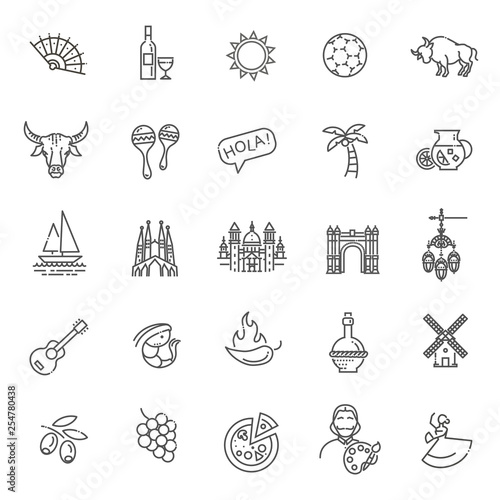 Spain outlined icon set