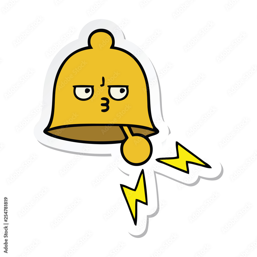 sticker of a cute cartoon ringing bell sticker of a cute cartoon ringing bell