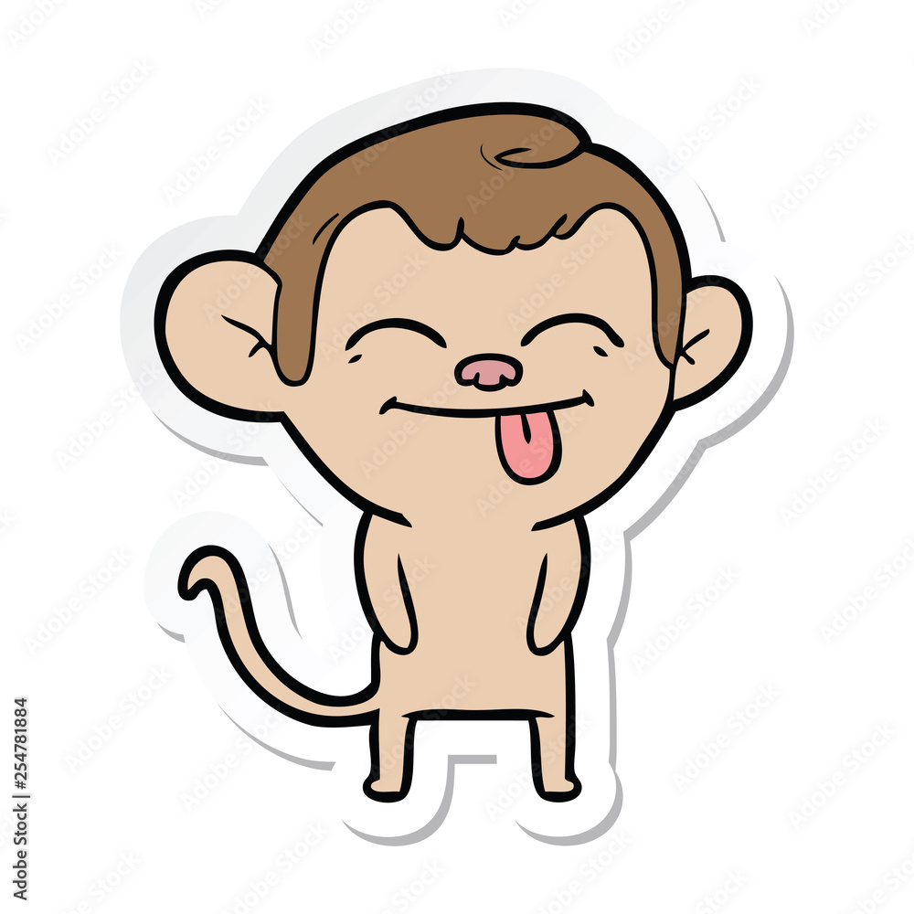 sticker of a funny cartoon monkey sticker of a funny cartoon monkey